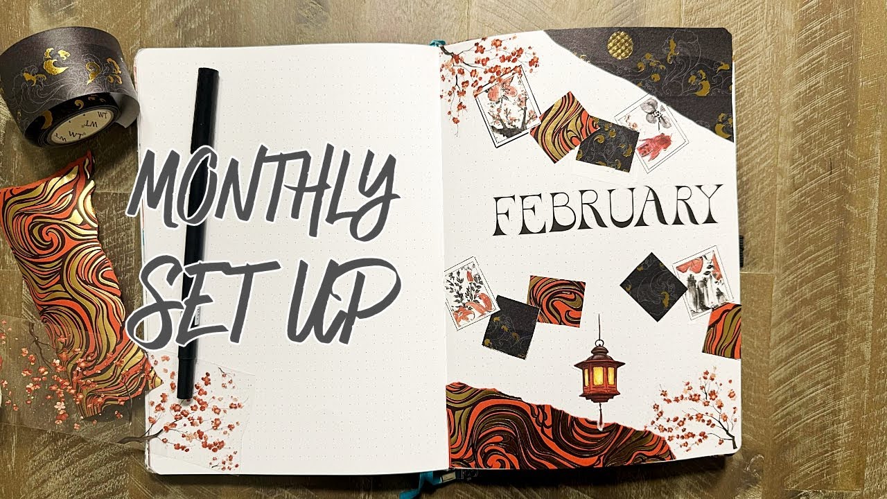 February Monthly Bullet Journal Set up | PLAN WITH ME ※ East Asian Inspired Stationery