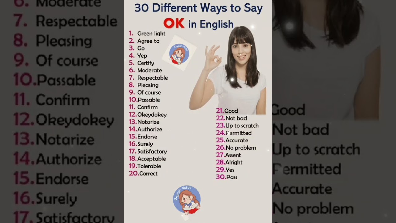 OK in English meaning |Instead of OK in English synonyms | English Notes