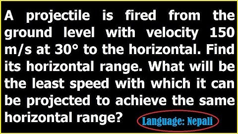 A projectile is fired from the ground level with velocity 150 m/s at 30° to the horizontal. Find ...