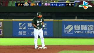 20130623 CPBL 獅 V.S 犀牛 8上 高國慶一壘車線邊二壘安打