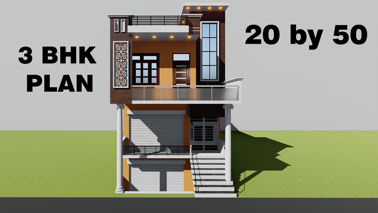 निचे दुकान ऊपर मकान !! 3D 20 by 50 besment house plan !! 20x50 dukan ka naksha