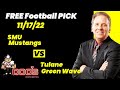 Free Football Pick SMU Mustangs vs Tulane Green Wave Prediction, 11/17/2022 College Football