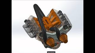 v6 engine animation with Solidworks