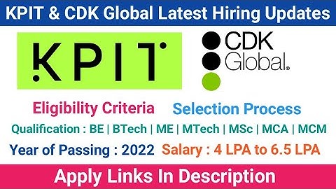 KPIT & CDK Gobal Hiring Details | Selection Process| Eligibility Criteria | @SmartLearningOfficial