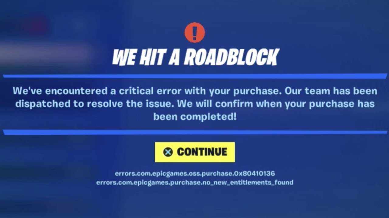 Fortnite: There Was a Problem, we've encountered a critical error with ...