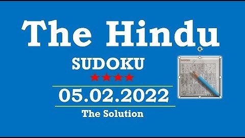 The Hindu  Sudoku Feb 05, 2022 - 4 Star - The Solution