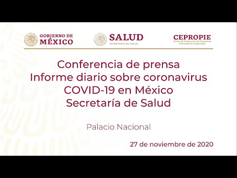 Informe diario sobre coronavirus COVID-19 en México. Secretaría de Salud.27 de noviembre, 2020