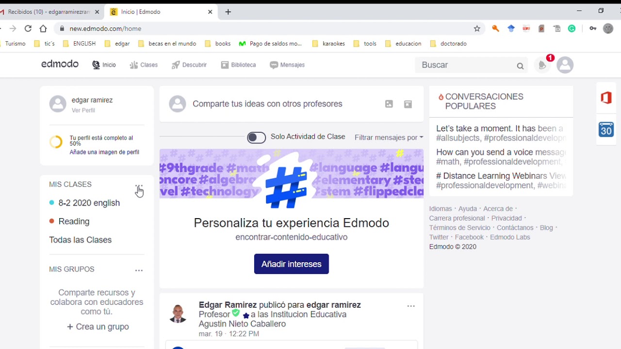como unirse a una clase de otro profesor en Edmodo - YouTube