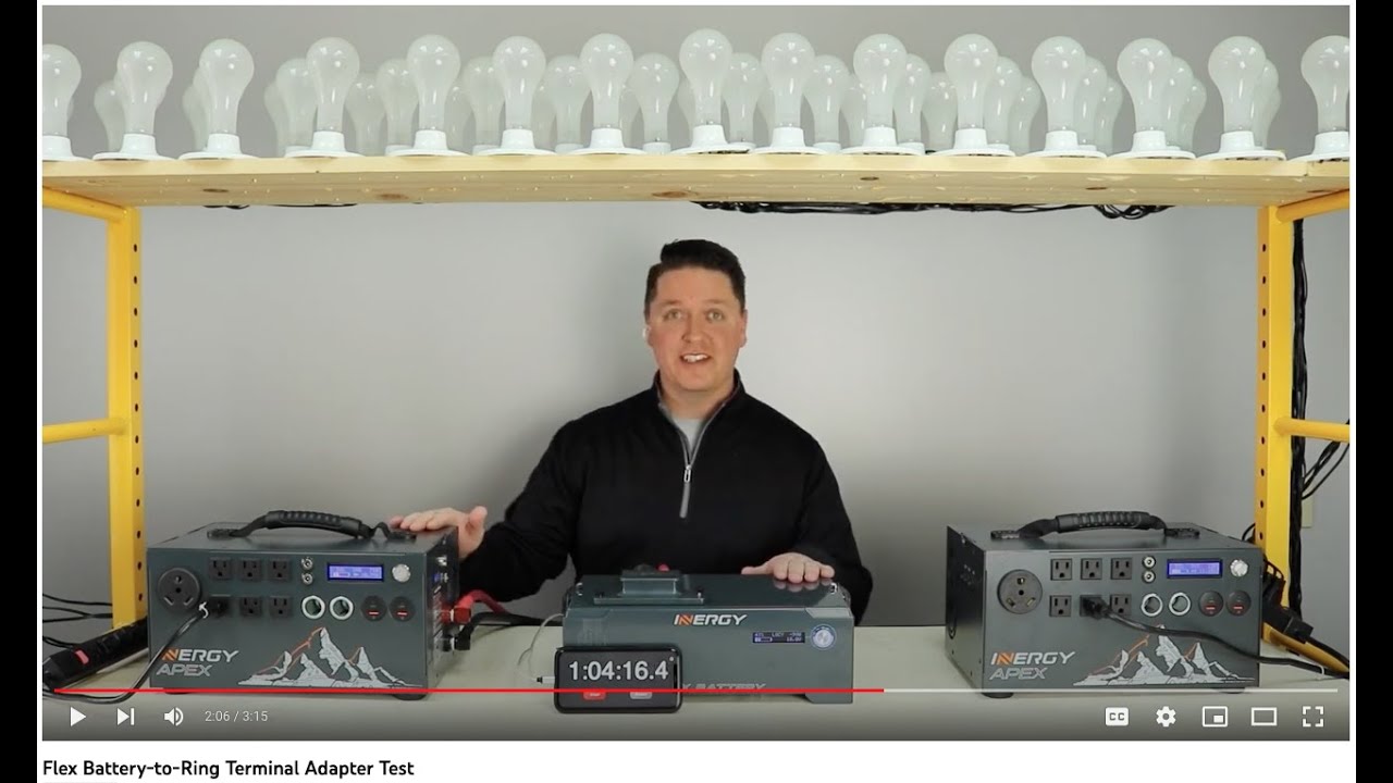 Flex Battery-to-Ring Terminal Adapter Test - 1000W load runs for more than twice as long.