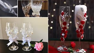 ‏Boho .. DIY Glass Decoration For Wedding Guest | Bride and Groom Toasting Glass