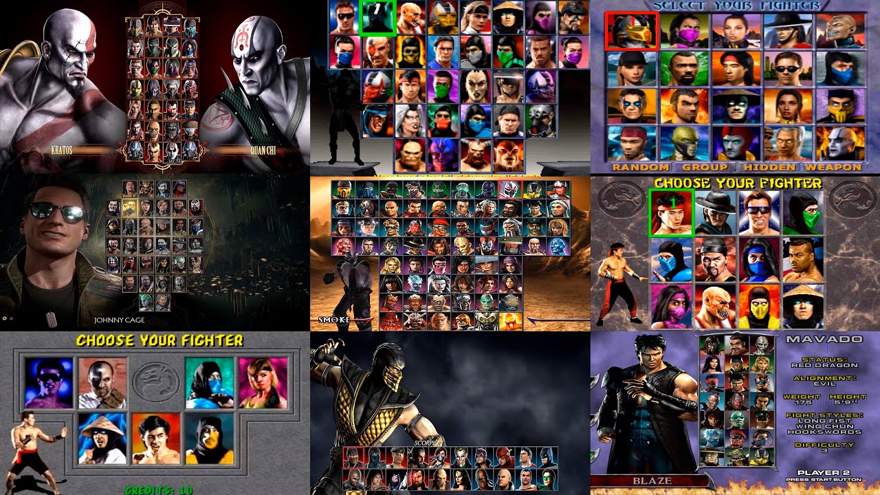 MORTAL KOMBAT ALL SELECT SCREENS EVER MK1 TO MK11 AFTERMATH DLC