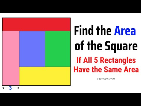 同じ面積の5つの長方形で構成される正方形の面積を計算する|簡単な説明