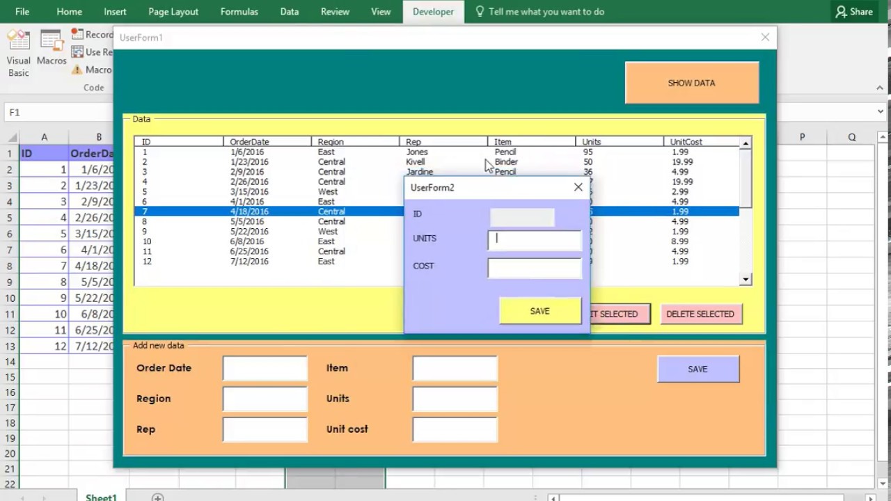 Excel Tutorial Vba Passing Data Between Forms Using Listbox Part Youtube