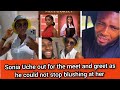 Sonia Uche out for the meet and greet as he could not stop blushing at her.