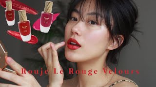 Rouje Le Rouge Velours Swatches | Jeanne Damas Lipstick Review