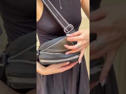 Жіноча класична сумка крос-боді на ремінці на три відділи чорна, видео 1