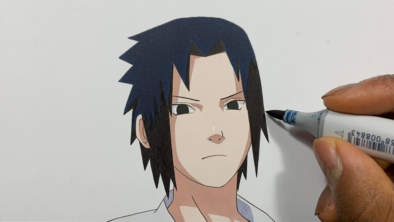 How to draw SASUKE (Naruto Shippuden) step by step, EASY - BiliBili