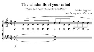 Vignette de la vidéo "The windmills of your mind - Piano Tutorial - Sheet Music"