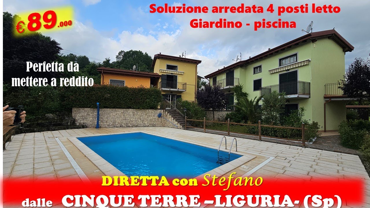 LIGURIA - CINQUE TERRE: Ultima splendida soluzione con giardino e piscina a 89.000€