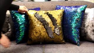 Two Tone Sequin Fabric - Premium. Black & Gold Demonstration