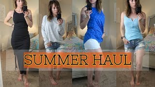 SUMMER FASHION & BEAUTY HAUL || OLD NAVY AMERICAN EAGLE H&M  FREE PEOPLE ULTA RAY BAN
