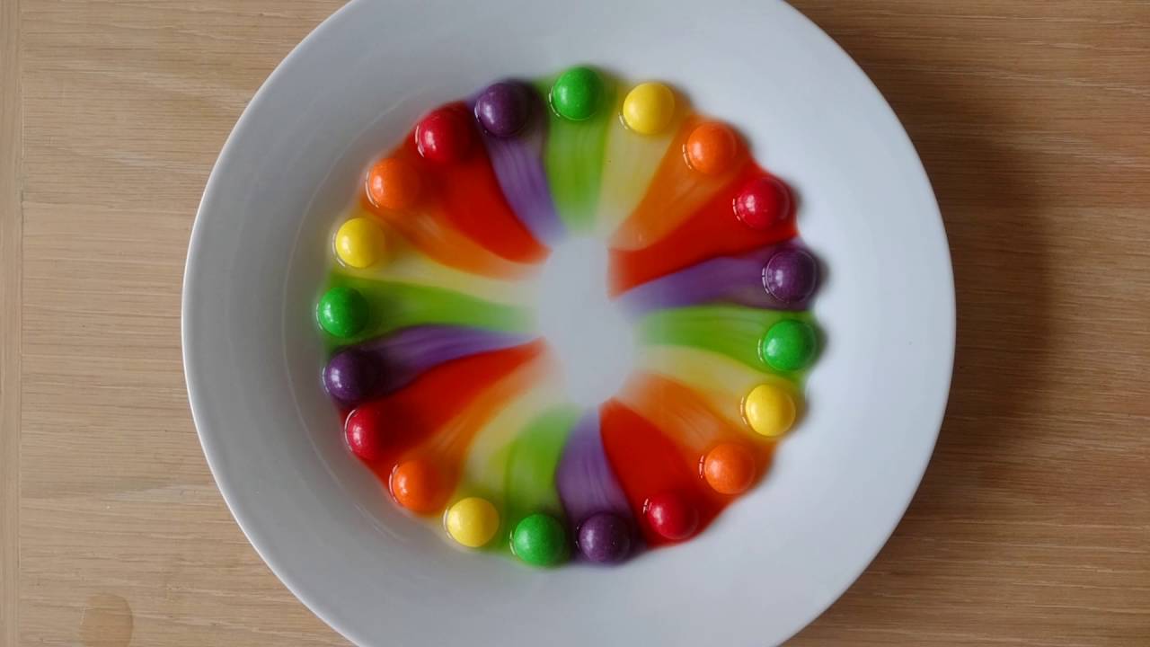 Skittles colour diffusion experiment - YouTube