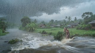 VERY BEAUTIFUL! WHEN THE HEAVY RAIN FALLING FROM HEAVEN SOAKS THE PEACEFUL VILLAGE LAND