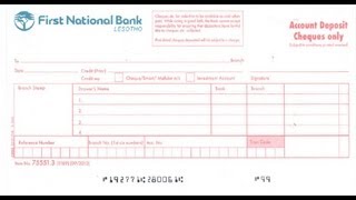 LS-How to fill Cheque Deposit slip of first National Bank Lesotho
