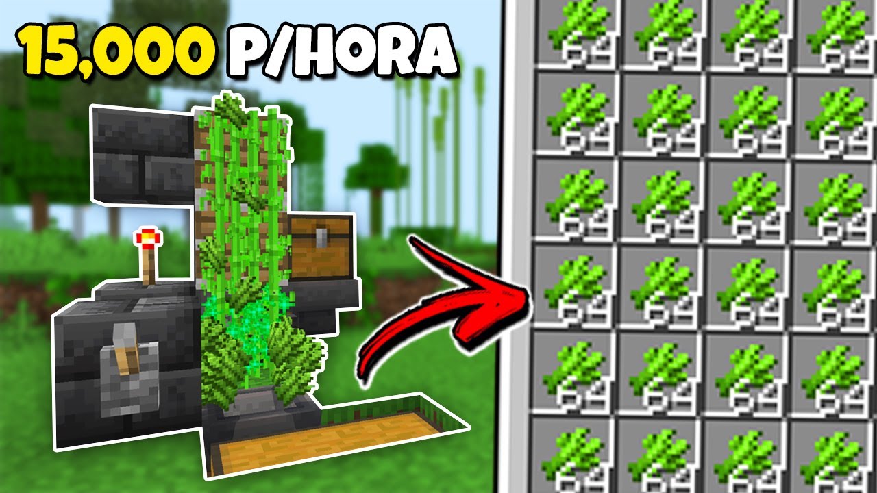 MELHOR FARM DE CANA FÁCIL E EFICIENTE PARA MINECRAFT BEDROCK 1.21 - YouTube