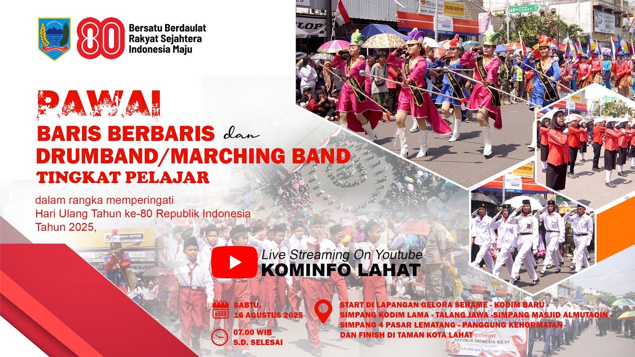PAWAI BARIS BERBARIS DAN DRUMBAND/MARCHING BAND TINGKAT PELAJAR HUT KE-80 REPUBLIK INDONESIA TH 2025