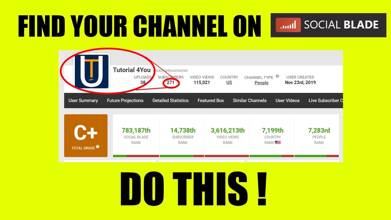 Find Your  Channel on Social Blade in 1 Minute