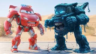 Kitten Found Lightning Mcqueen In The Desert Monster Mater And Monster Firetruck Attack