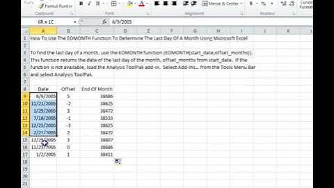 00097 - How To Use The EOMONTH Function To Determine The Last Day Of A Month Using Microsoft Excel