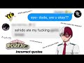 bnha texts | incorrect quotes