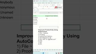 AutoCorrect to improve your productivity #tips #excel #shorts #shortvideo #shortsvideo #how