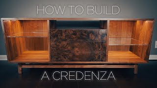 How to Build a Walnut Credenza (Woodworking Entertainment Center Build)