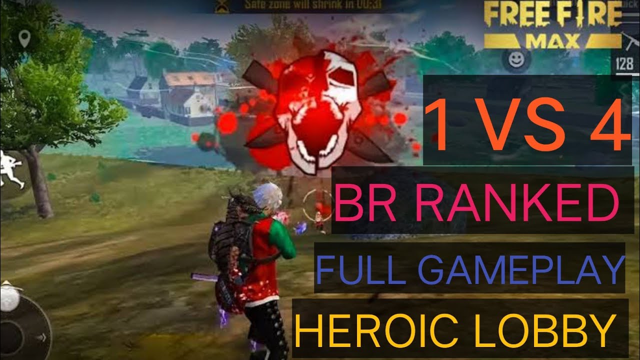free fire 1 vs 4 BR RANKED full gameplay on heroic lobby।mustak FF ...