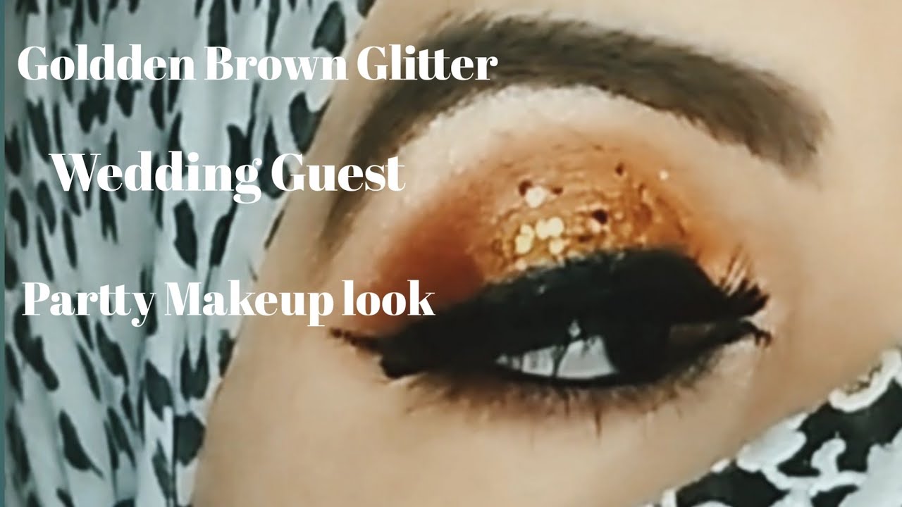 Golden brown glitter eye makeup look 💄 YouTube