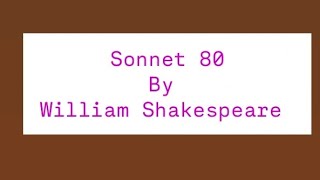 Critical Analysis of Sonnet 80 By William Shakespeare in Urdu