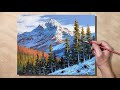 Acrylic Painting Winter Summit Landscape
