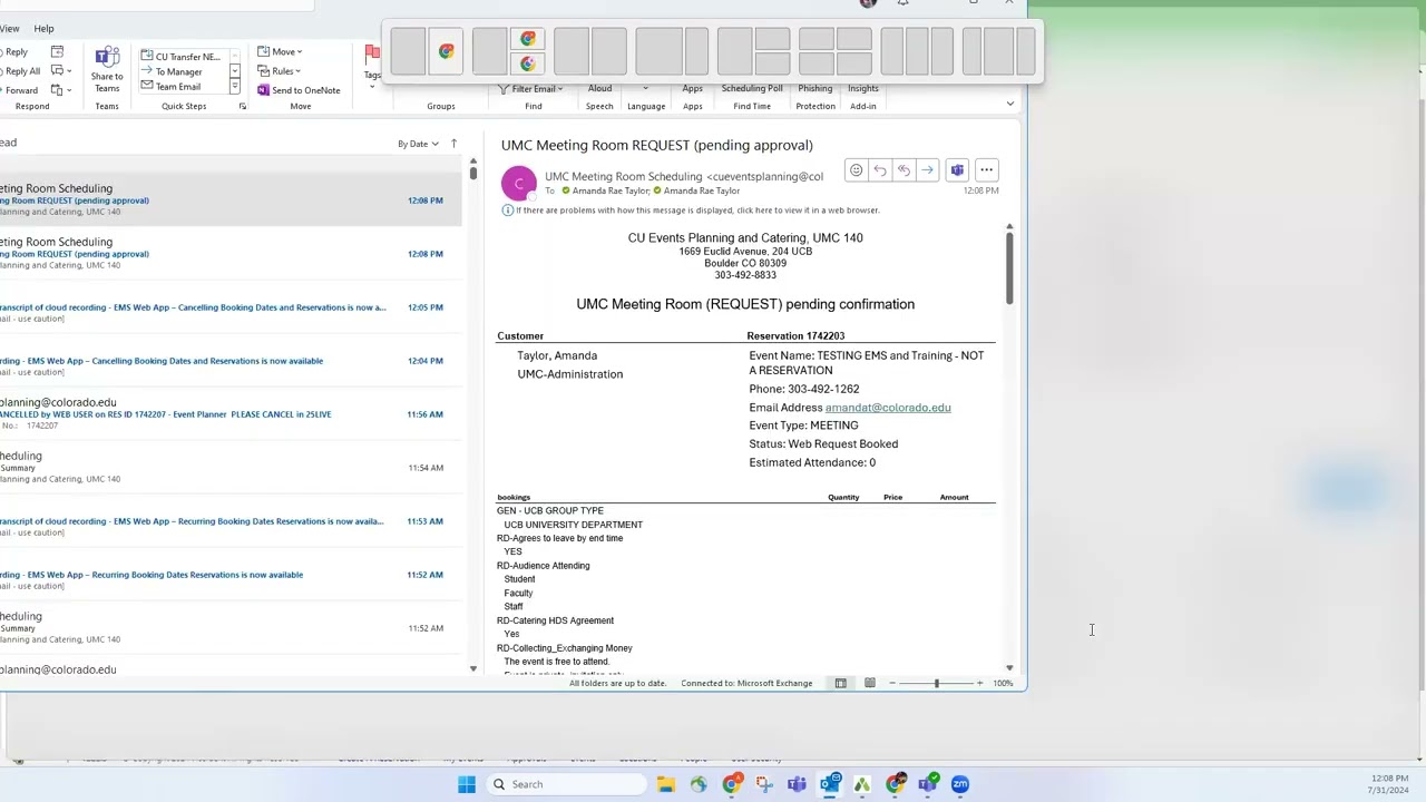 EMS Web App – Revising Booking Dates and Reservations