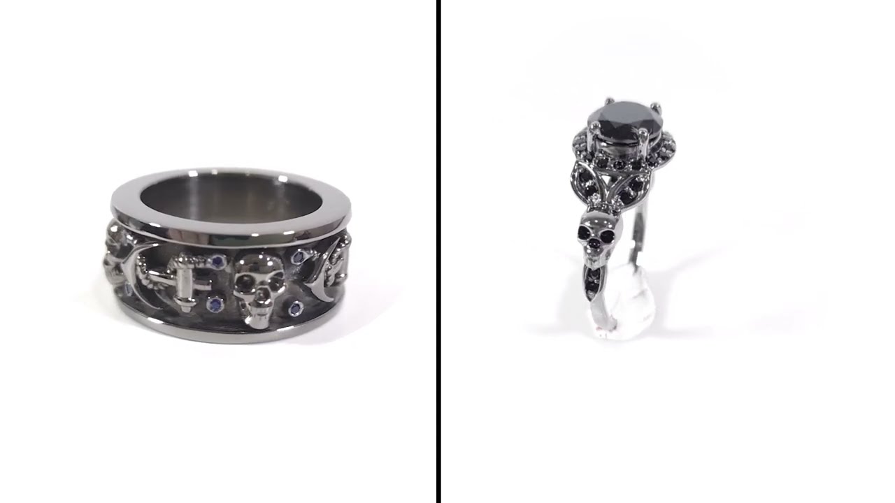 Skull Engagement Rings For Couple Gothic Style | Dfine Jewelry Store