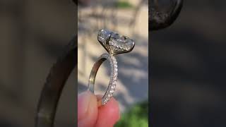 Elongated Cushion Cut Lab Grown Engagement Ring Hidden Halo Ring Solid Gold Wedding Ring