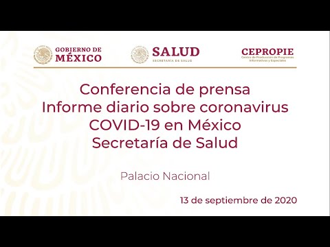 Informe diario sobre coronavirus COVID-19 en México. Secretaría de Salud. Domingo 13 de septiembre,