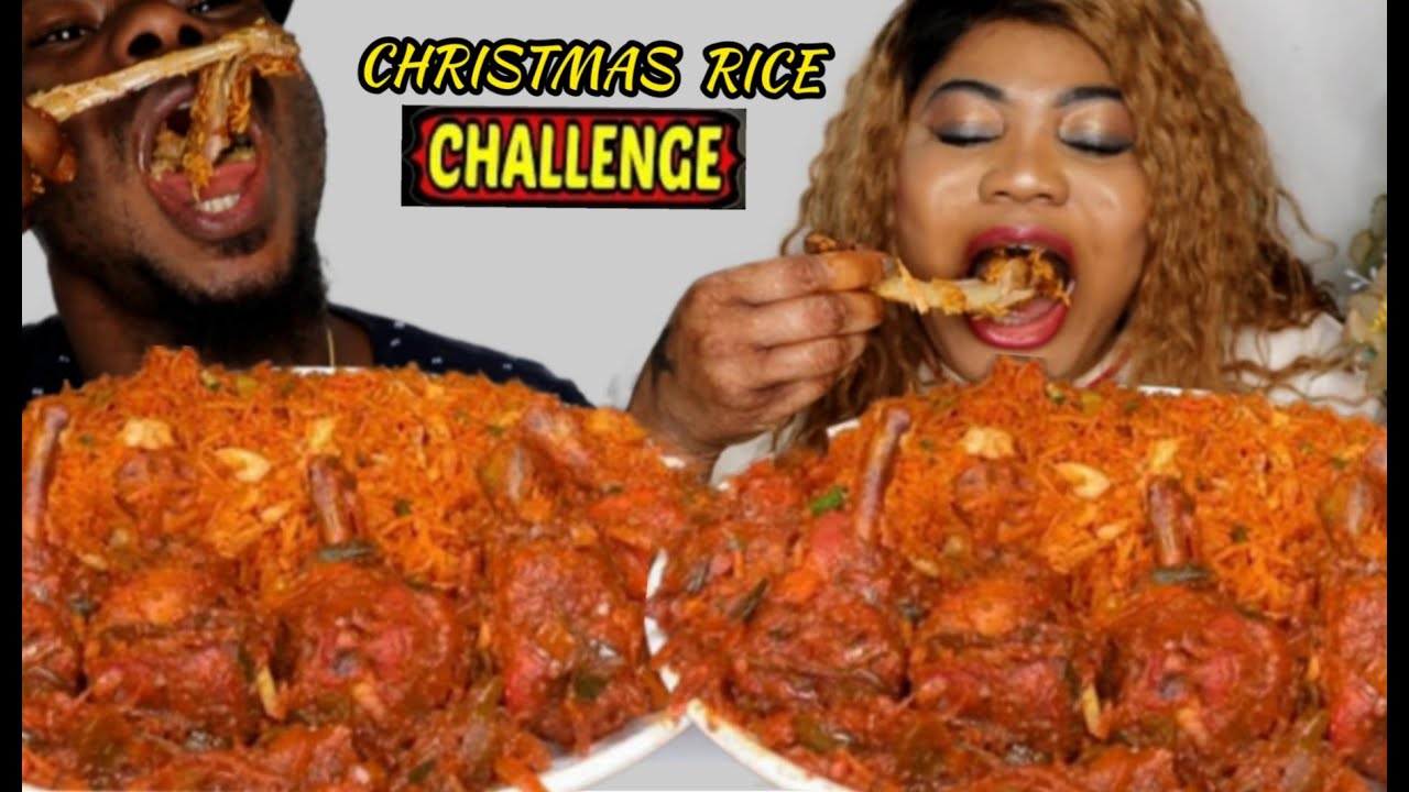 EATING GIANT TURKEY WINGS WITH CHRISTMAS JOLLOF RICE |SPEED EATING CHALLENGE |AFRICAN CHRISTMAS FOOD