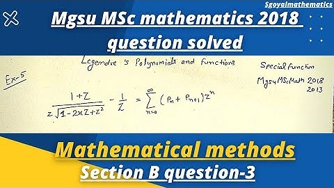 Mgsu MSc mathematics previous 2018 legendre polynomial question solved||SGM