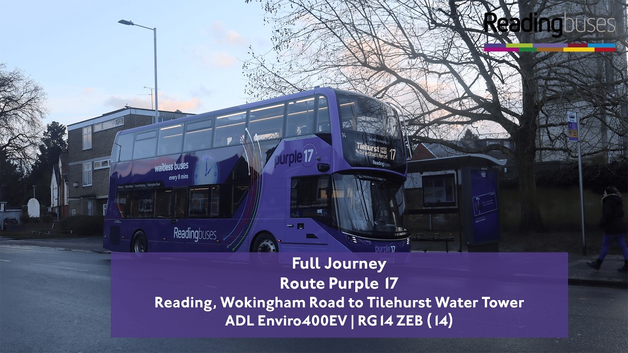 Full Journey | Purple 17 to Tilehurst Water Tower | Brand New ADL Enviro400EV ⚡| 14 (RG14 ZEB)
