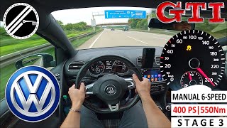 VW Golf 6 GTI *STAGE 3* | 400 PS | Top Speed Drive German Autobahn No Speed Limit POV