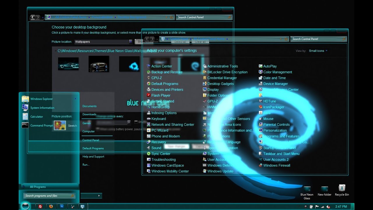 themes not tumblr working theme Windows Blue  Glass Megabink Neon by YouTube 7