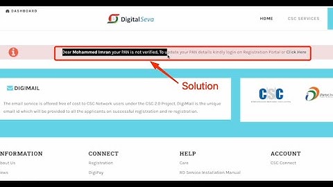 CSC Portal PAN Verify Kaise Karen | Your Pan is not verified To Update Your Pan Details Solution